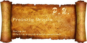 Preiszig Urzula névjegykártya